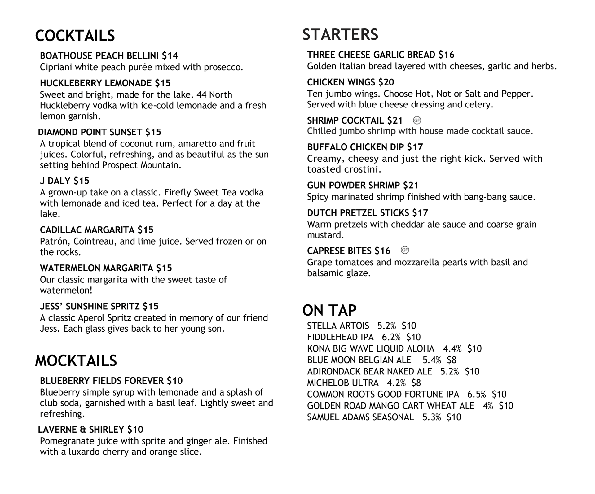 Dinner menu 1