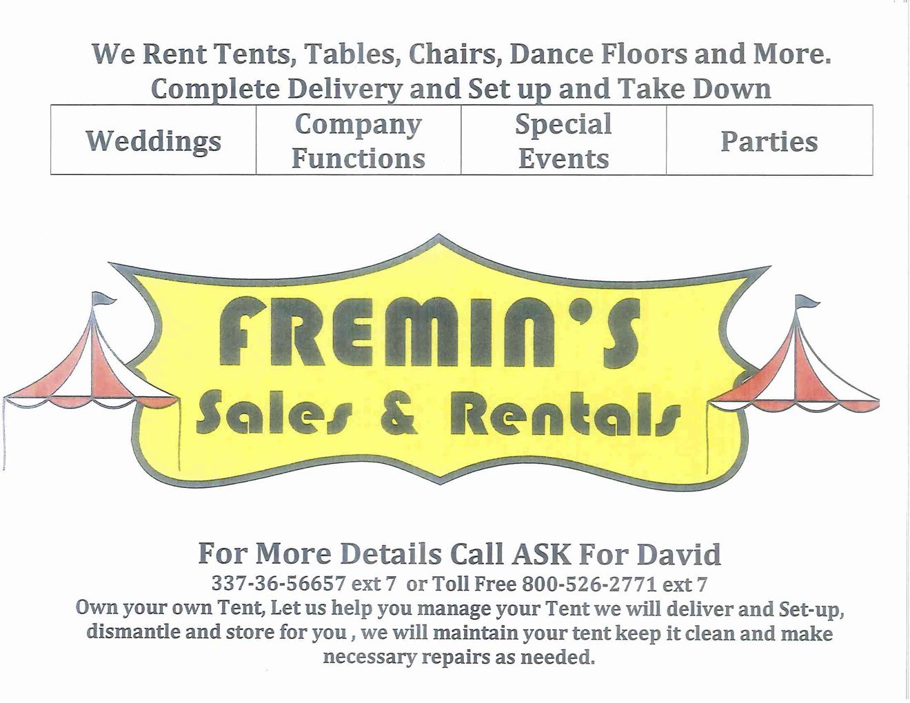 The Menu We Offer Fremin's Food and Furniture