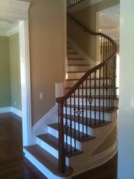 brown railing staircase