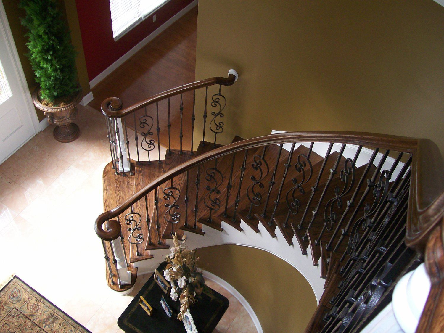 brown wood staircase