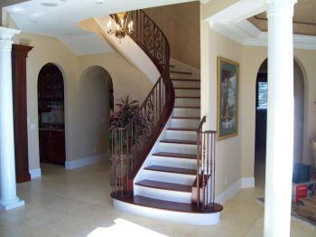 white railing staircase