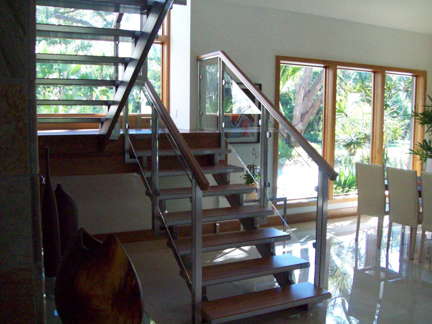 glass floating staircase