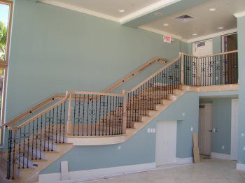 brown wood staircase