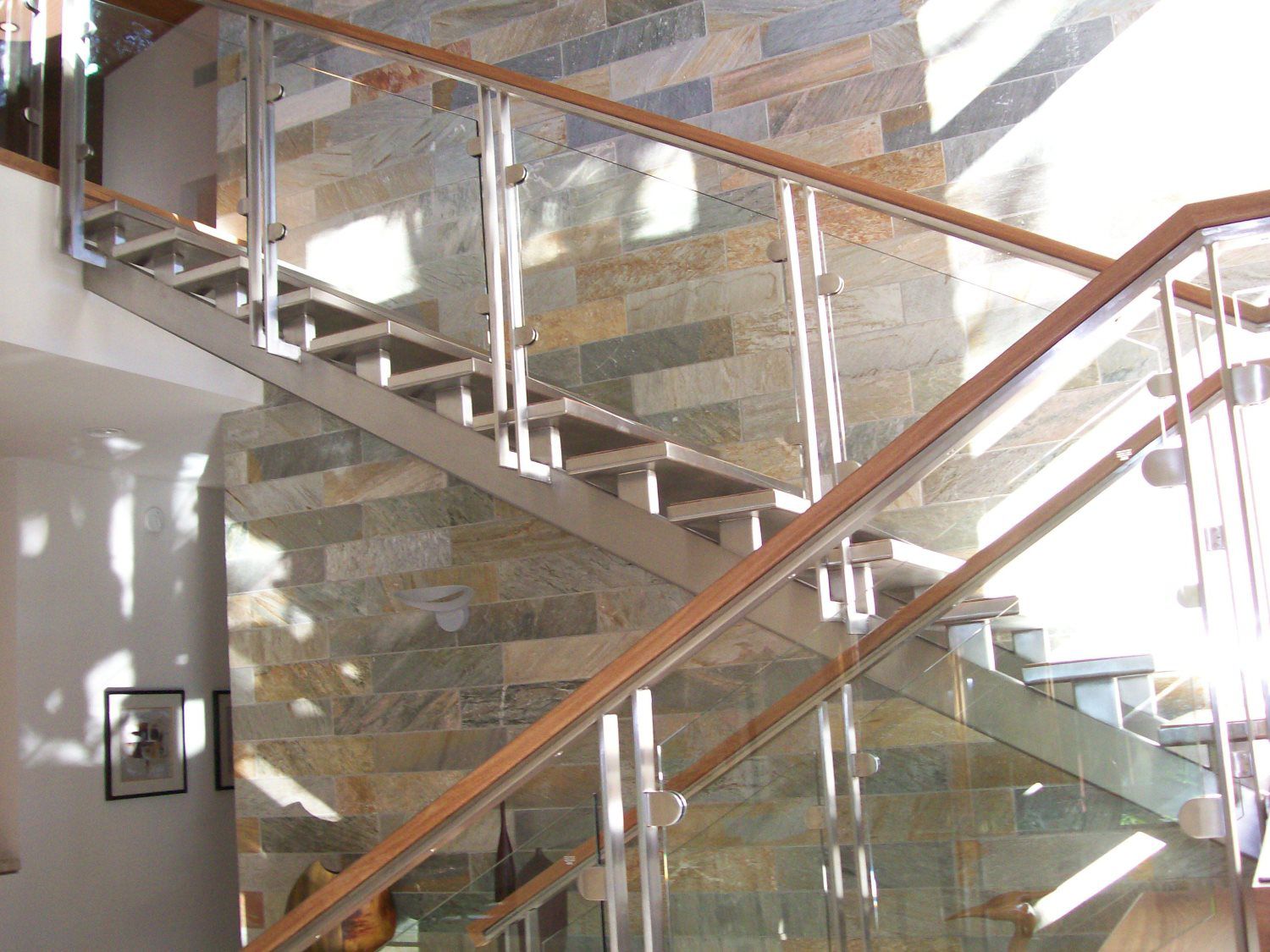 glass floating staircase