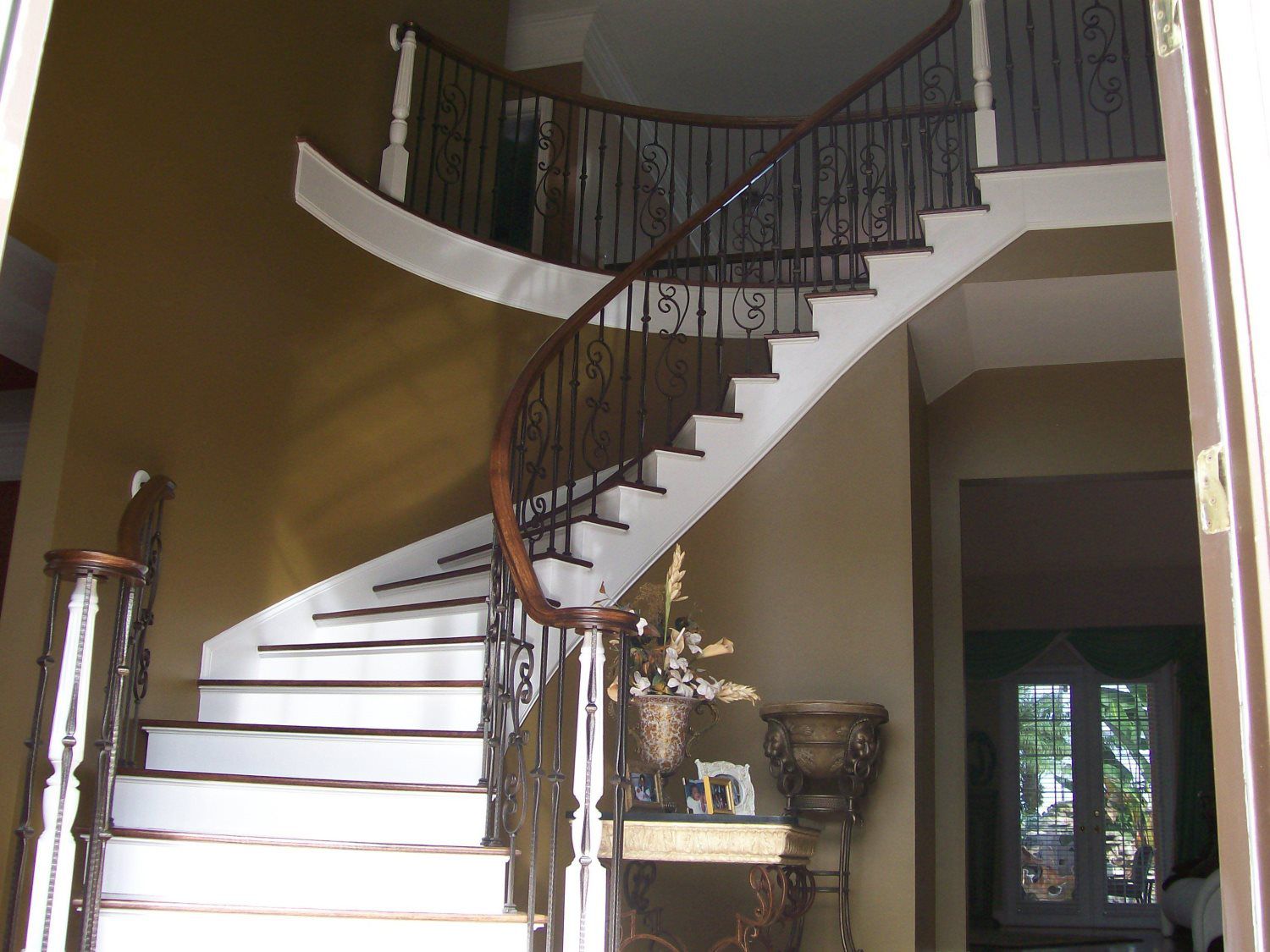 white wood staircase