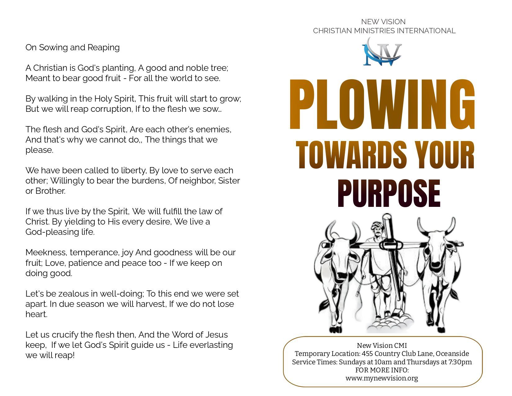 Plowing Towards Your Purpose