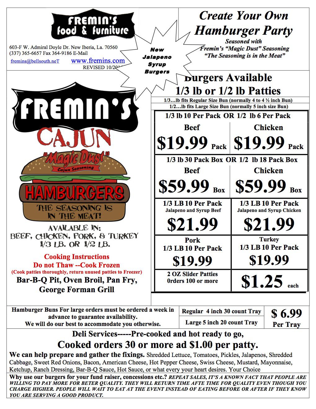The Menu We Offer Fremin's Food and Furniture