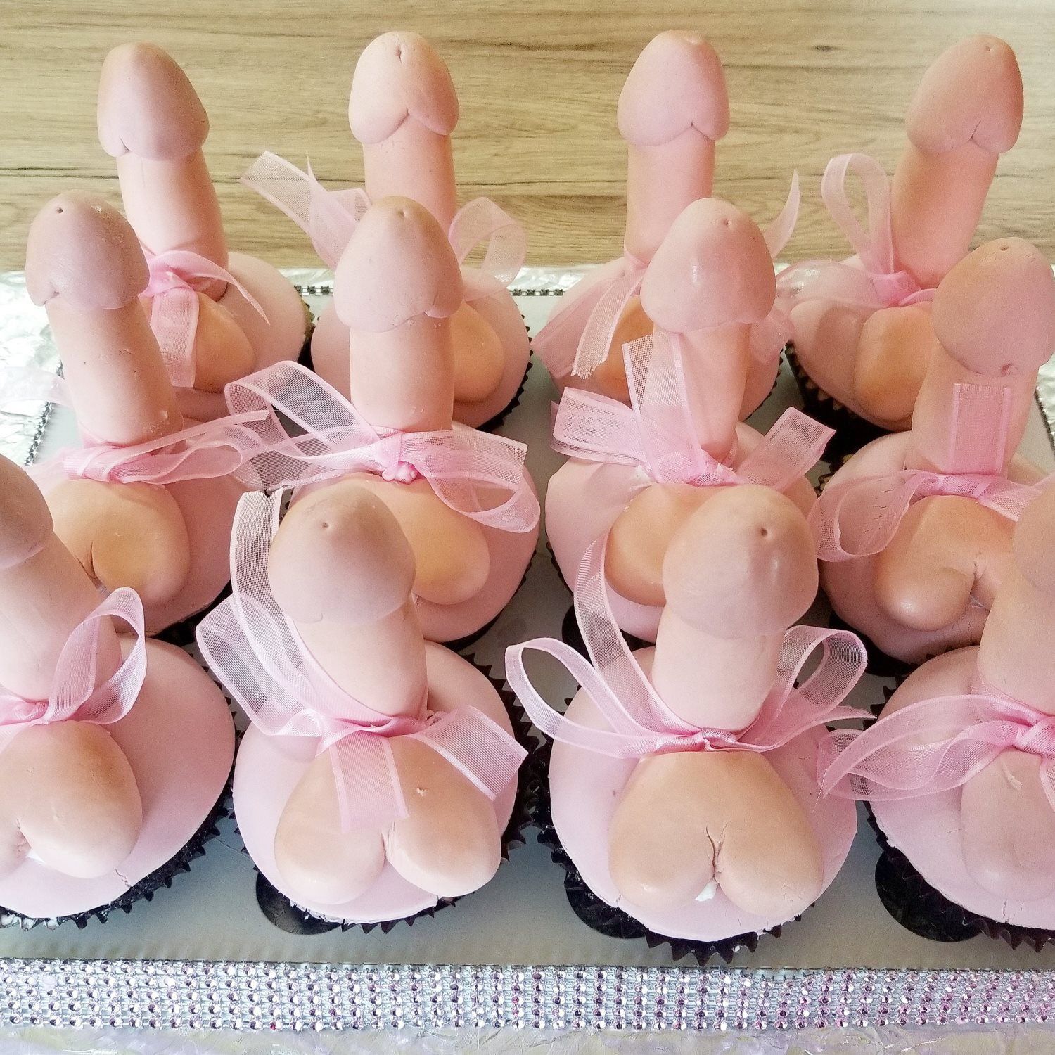 Penis Cupcakes with Pink Bow