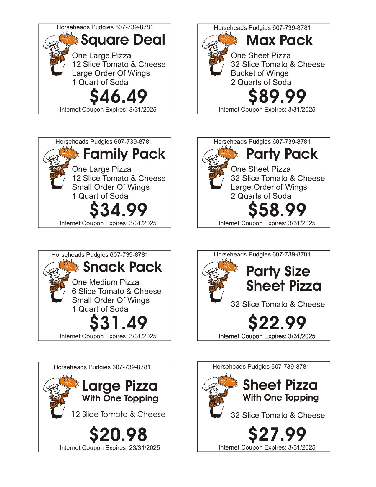 Coupons - Pudgies Pizza