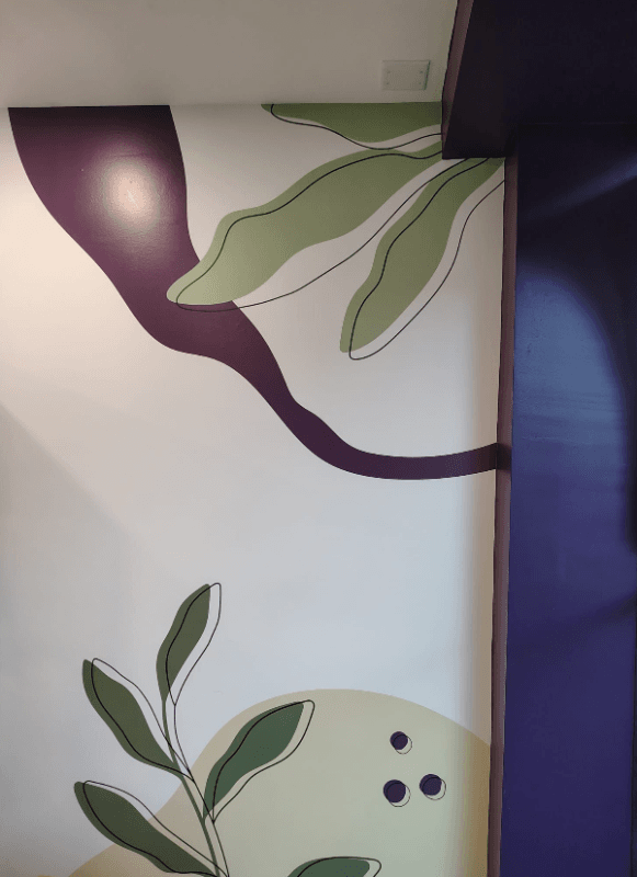 Bring your brand to life with a custom wall wrap like the one we created for Okaberry Açai. This colorful vinyl wrap features vibrant wall vinyl graphics that capture the brand’s energy and personality. Ideal for creating eye-catching visuals in a co