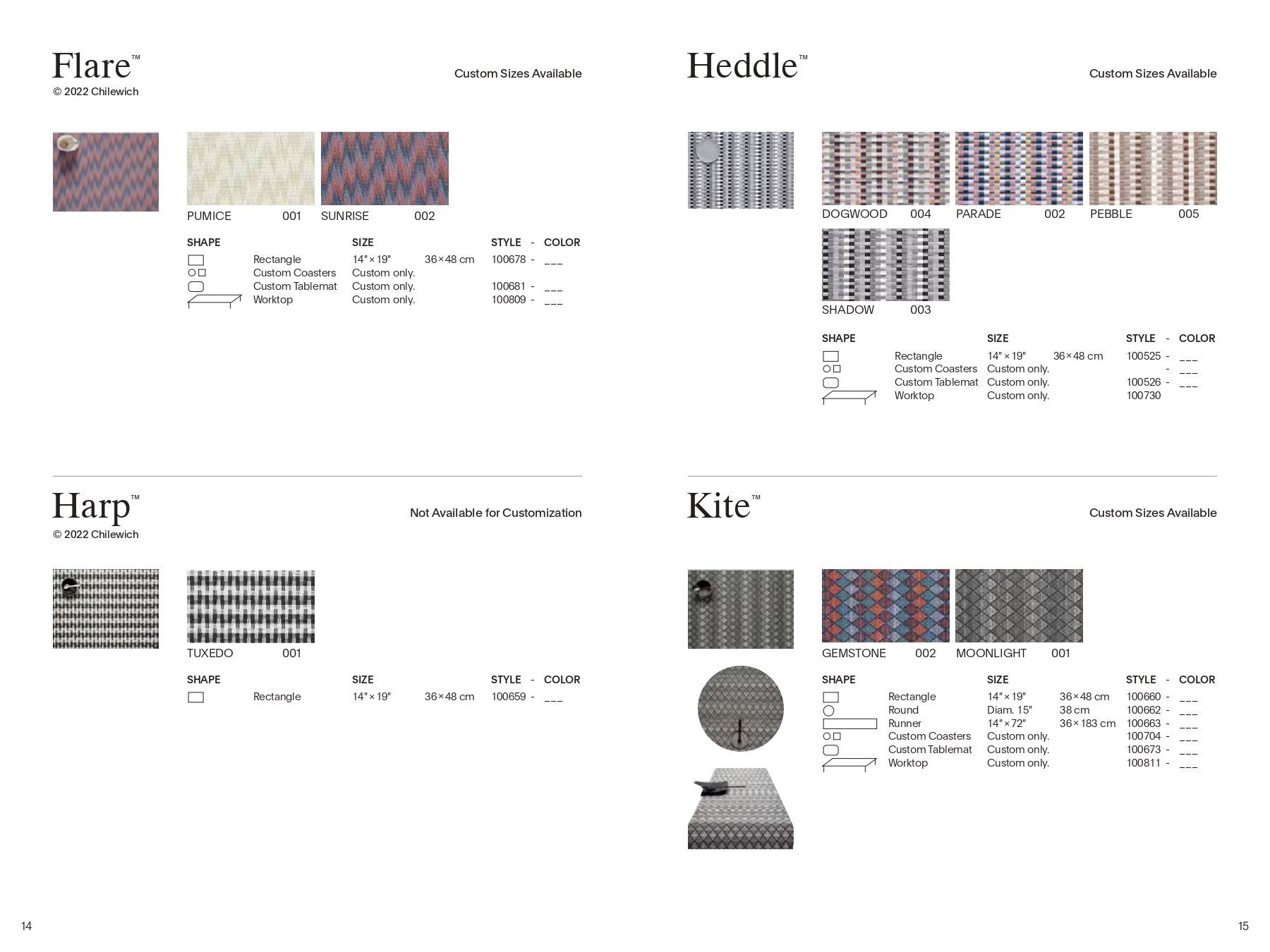 Chilewich Catalog New Generation Reps Your Hospitality & Food