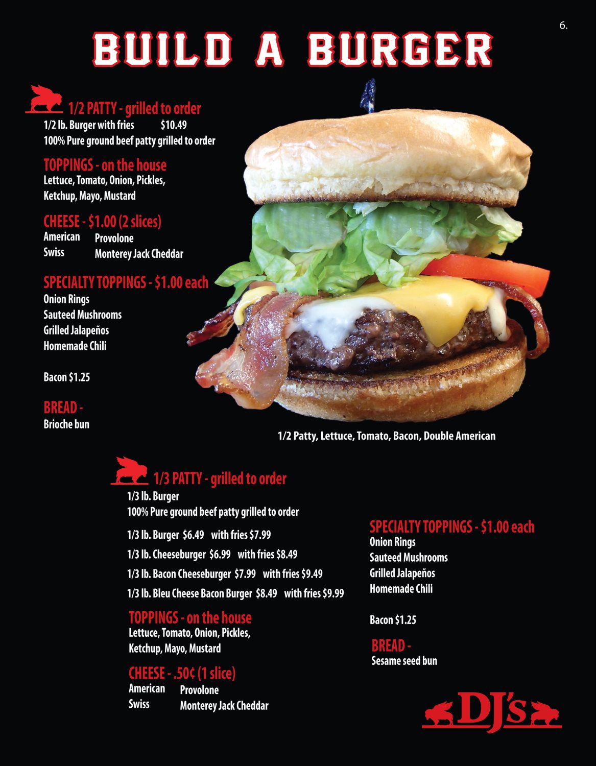 Buffalo Chicken Wings Menu DJ's Family Sports Pub