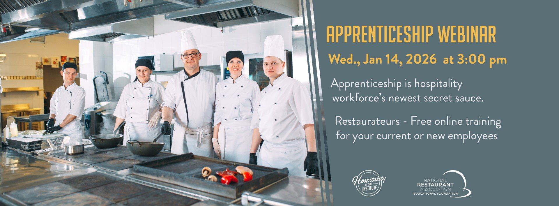 Chefs in front of a stove.