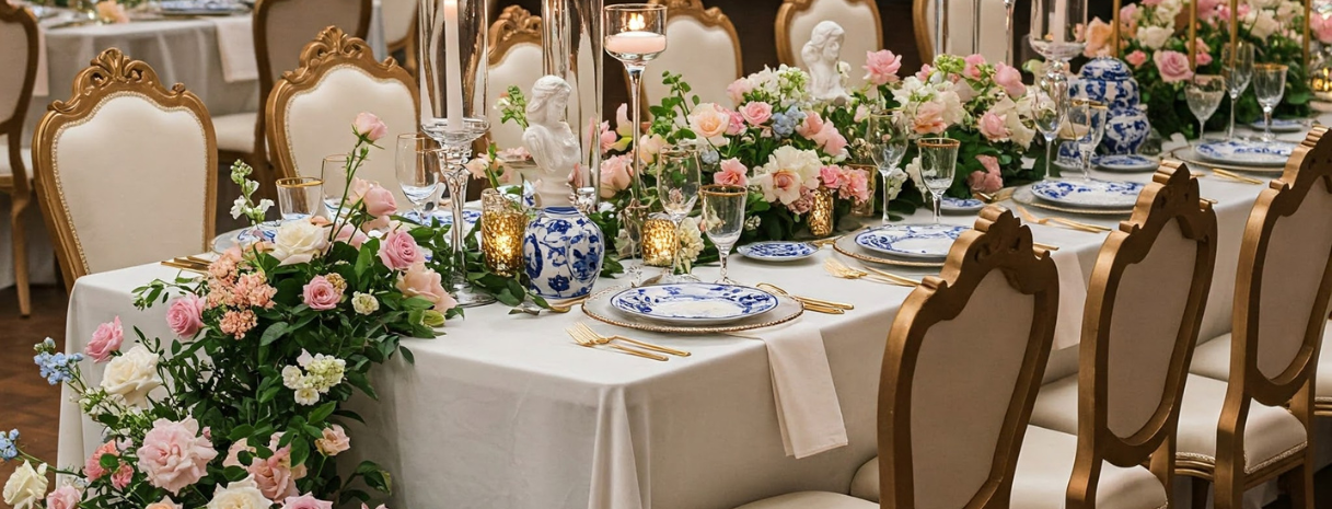 Close-up of purple organza chair sashes tied into bows — elegant sweetheart-themed wedding décor by Weddings & Events by K’Mich