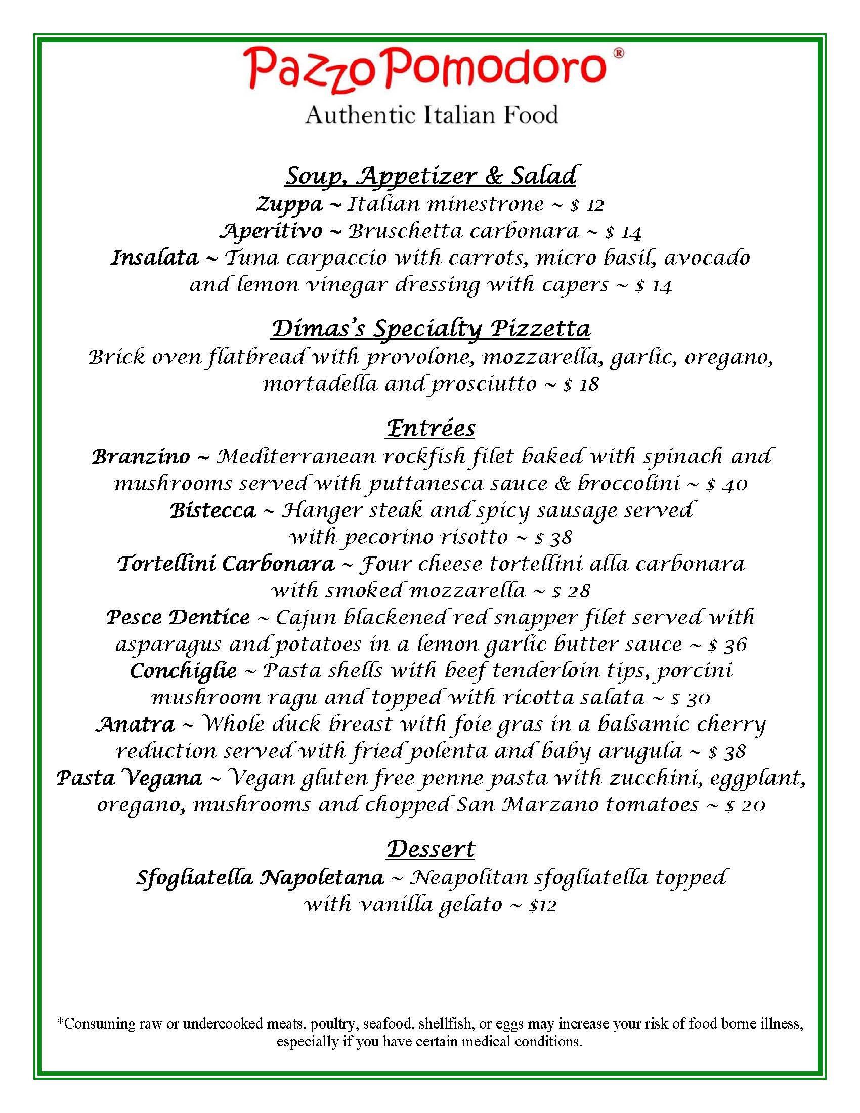 Ashburn Specials Pazzo Pomodoro