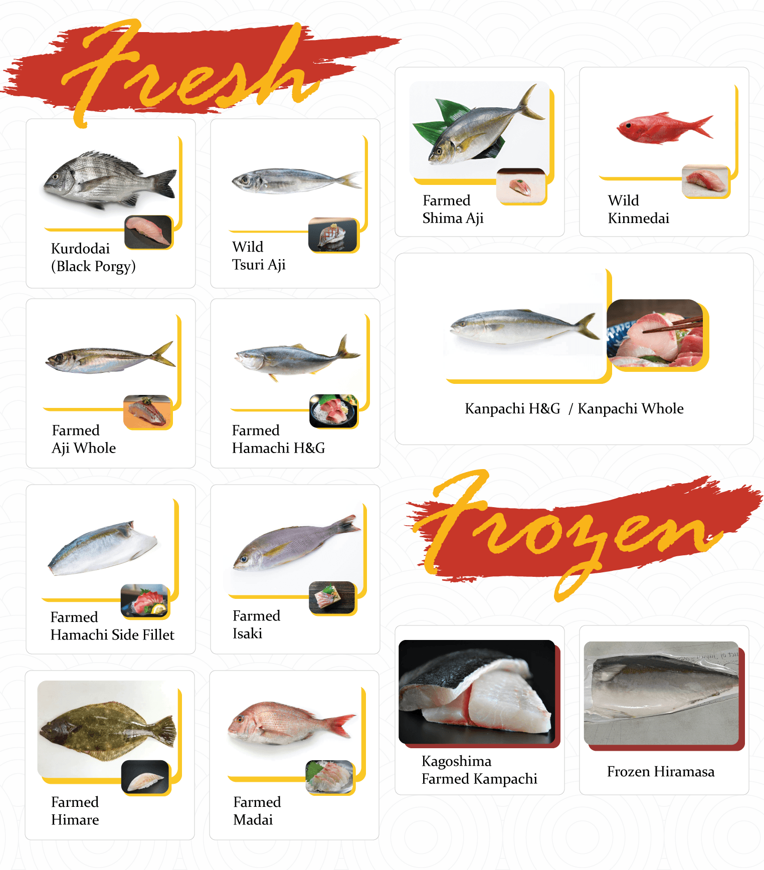 Japanese Seafood Order Form Seas Star Food USA Hackensack, New