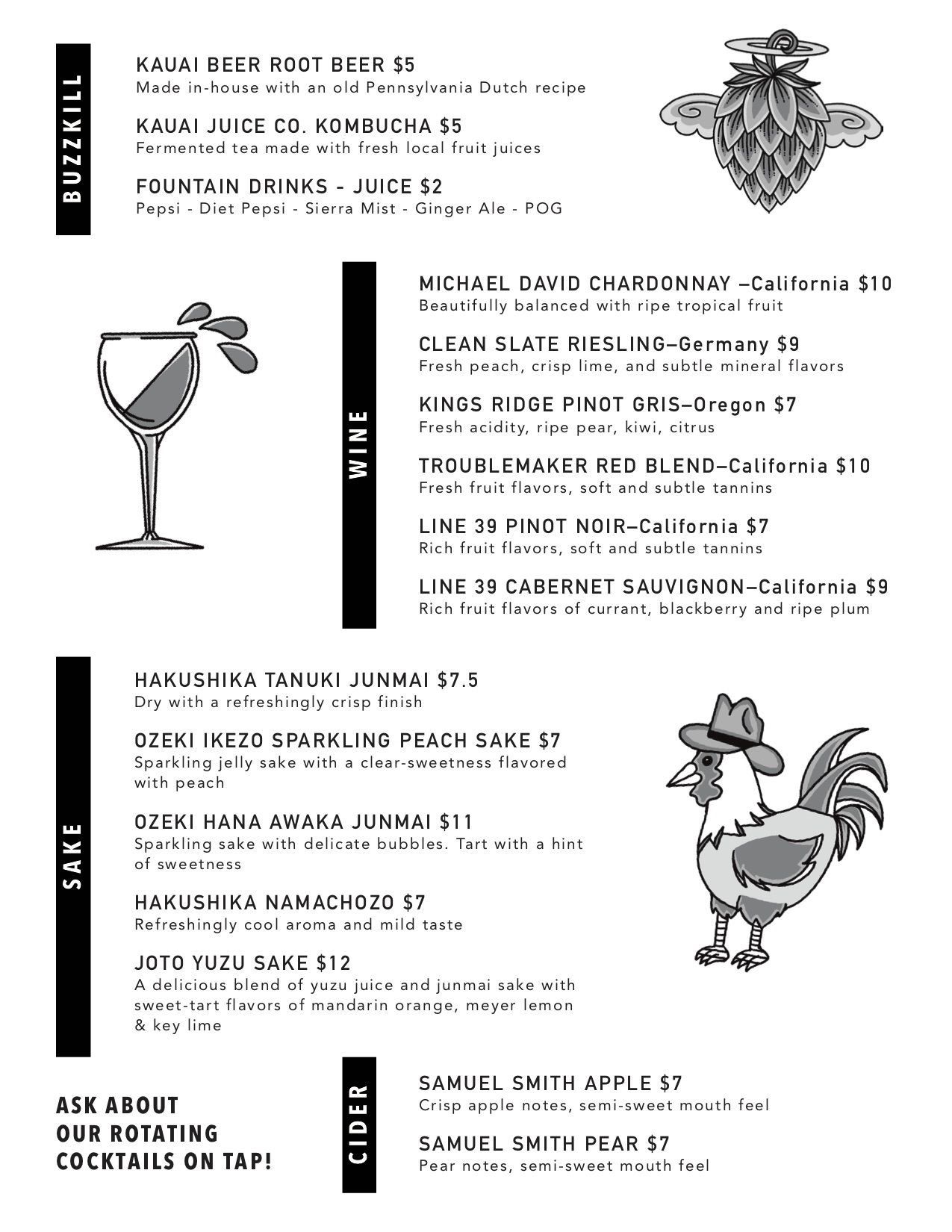 Menu Kauai Beer Company