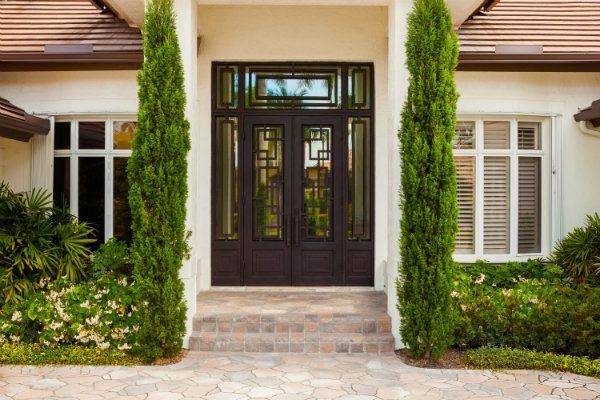 wood and glass entry door