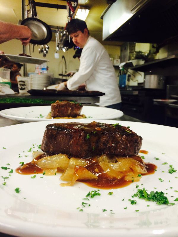 Steamboat Warehouse steak with chef