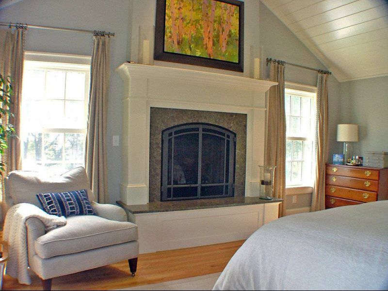 bedroom with fireplace