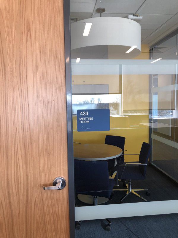 ADA room number sign, storefront awnings
A modern ADA room number sign featuring high-contrast colors and Braille, designed to complement storefront awnings. This sign enhances accessibility and wayfinding in commercial spaces.