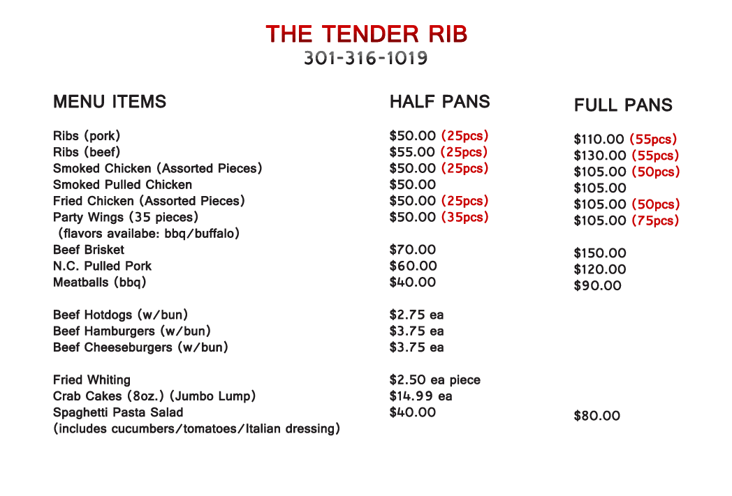 Catering Service The Tender Rib