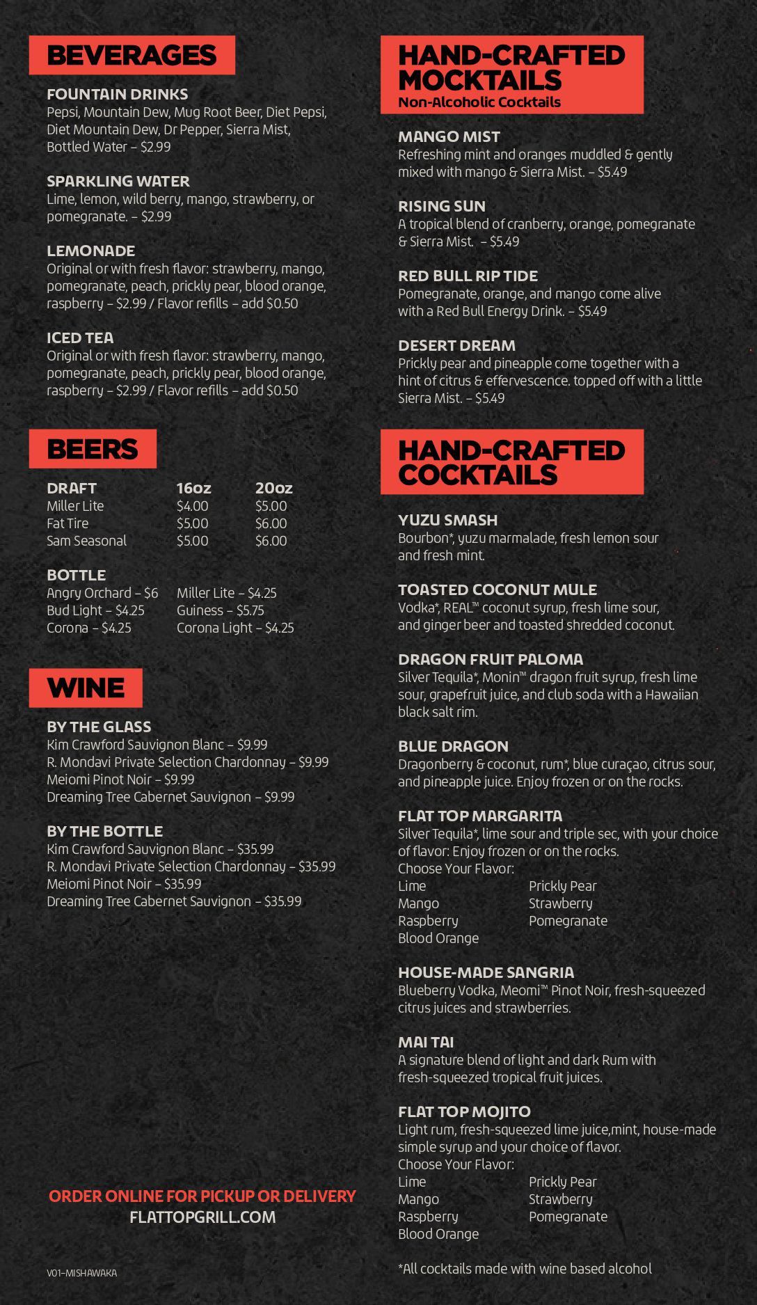 Mishawaka Menu Flat Top Grill