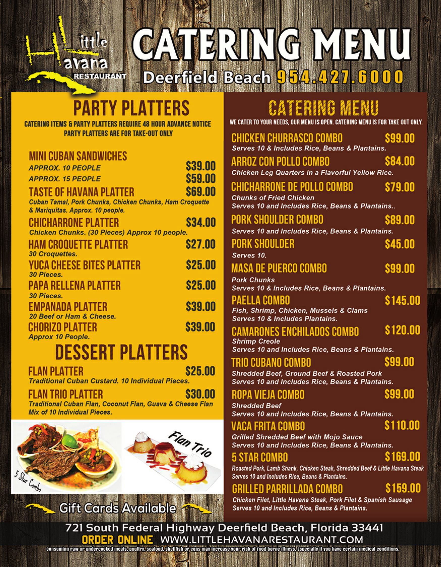 Authentic Cuban Cuisine Banquet And Catering Menu For Deerfield Beach 