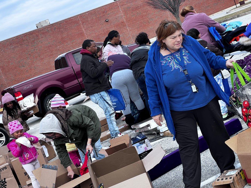 Food and clothes giveaway