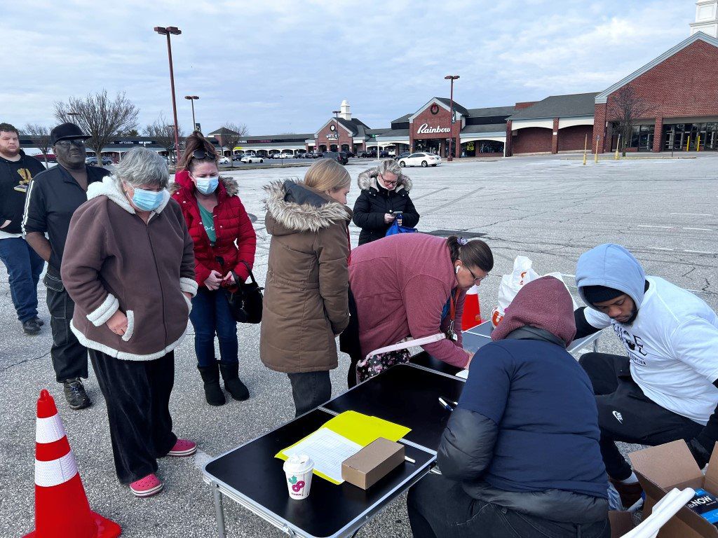 Food and clothes giveaway